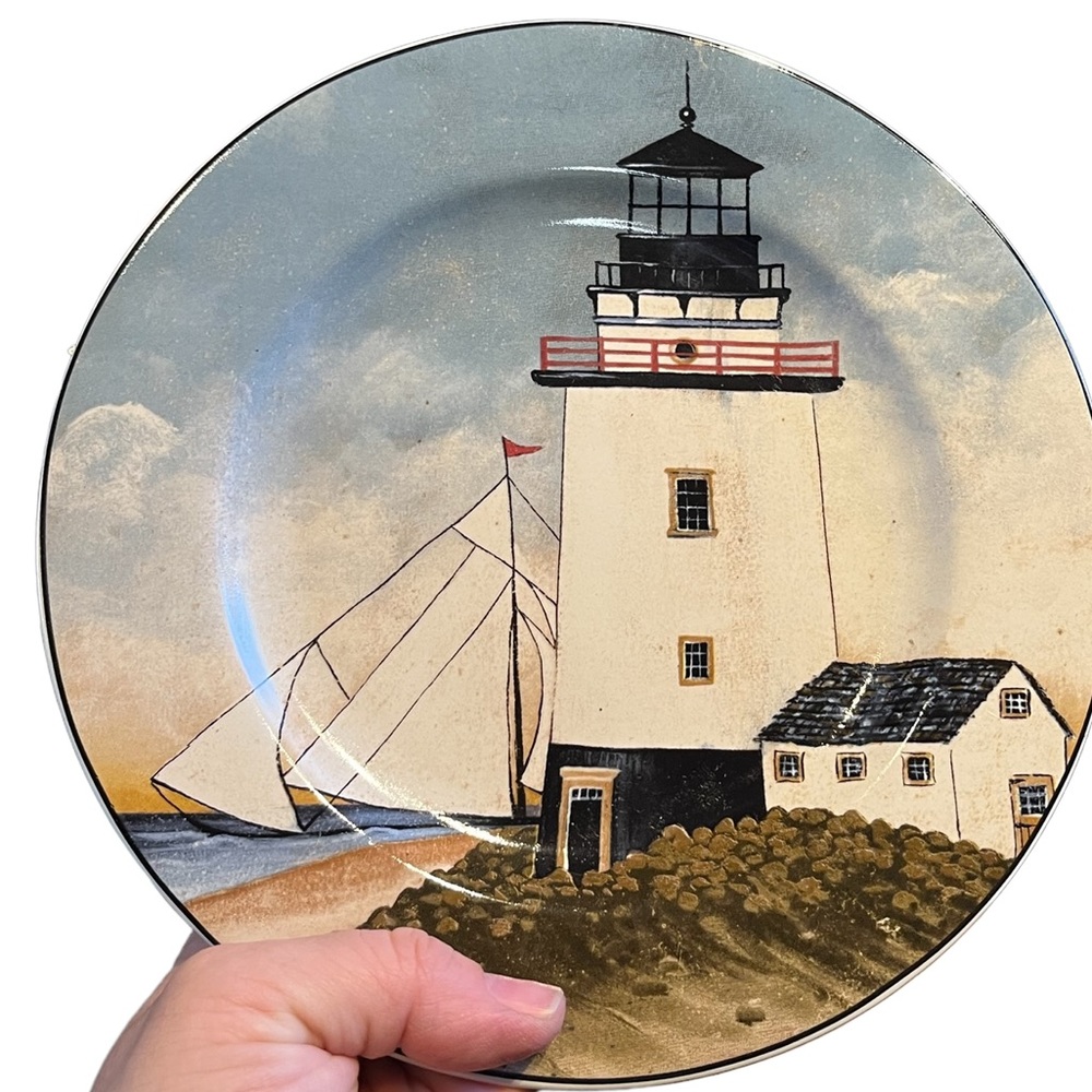 David Carter brown by the sea White House light house & sail boat salad plate